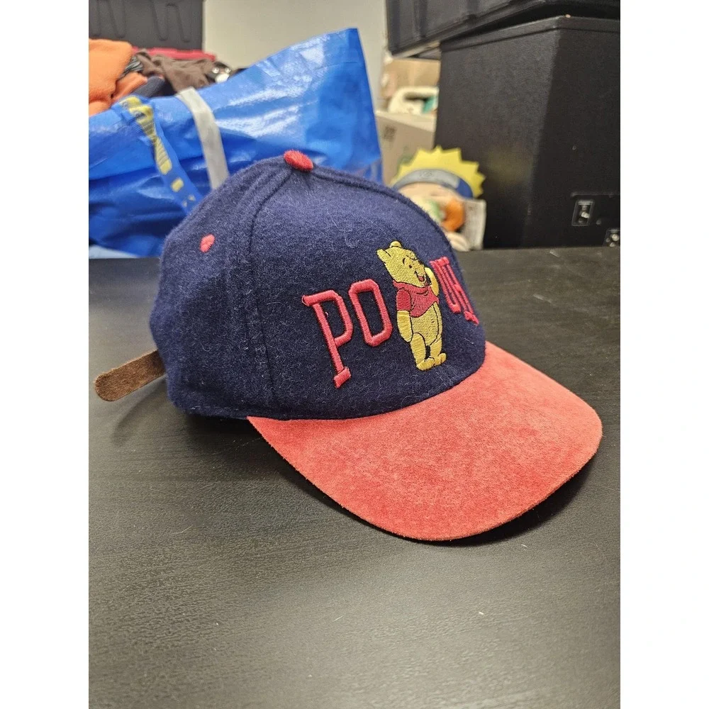 Vintage Disney Winnie The Pooh Hat Cap Strap Back Boys One Size‎ Blue Red 90s